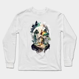 Cozy forest house surrounded with trees 4 Long Sleeve T-Shirt